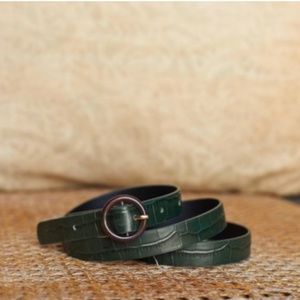 Sezane Maud Belt Green Crocodile Tortoise